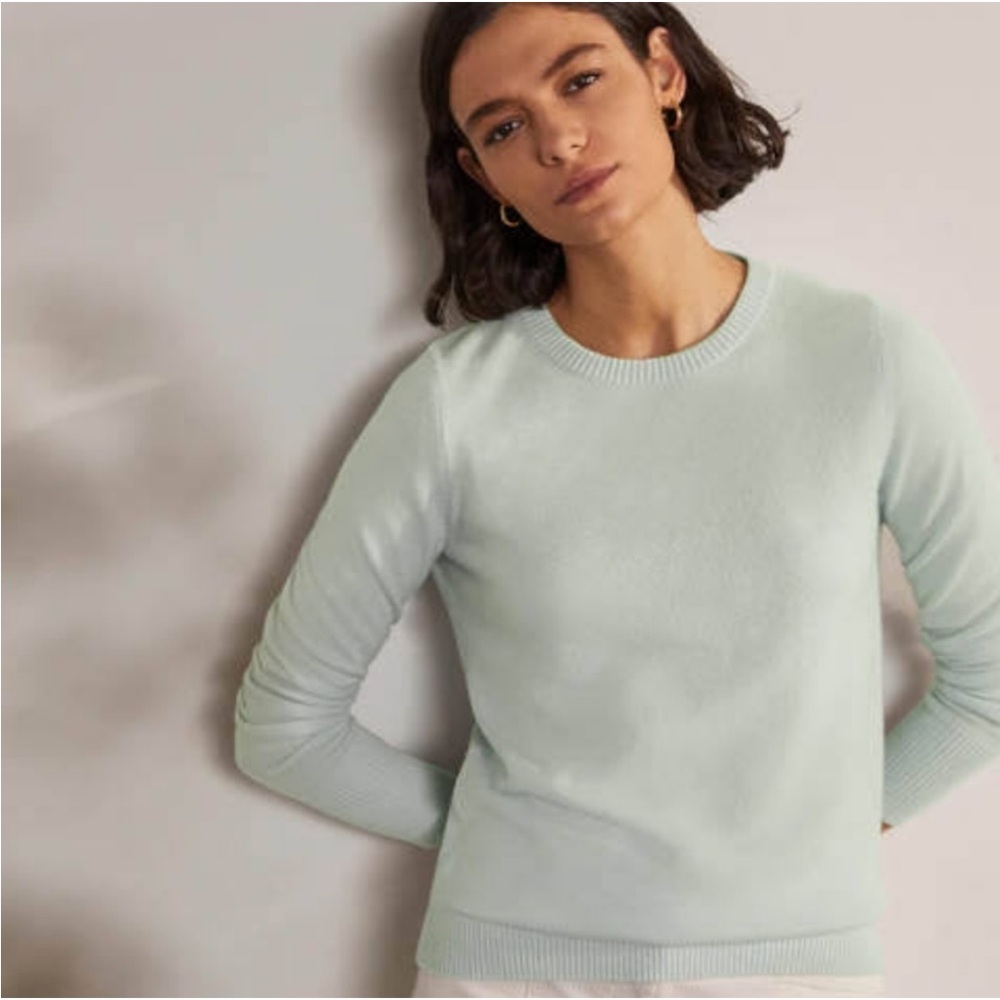 Boden cashmere sweater Women's size 6 pastel mint Green Crewneck